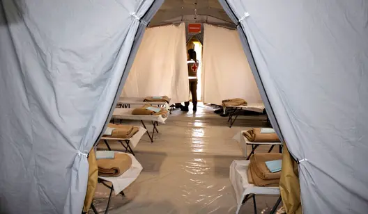 Air cleaning for disaster relief camps