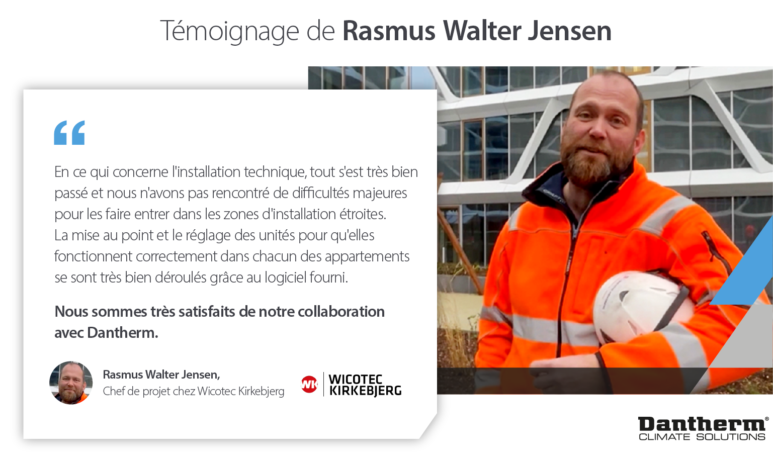 Client testimonial from Lighthouse Project Manager for Dantherm Group residential ventilation units - infographic image